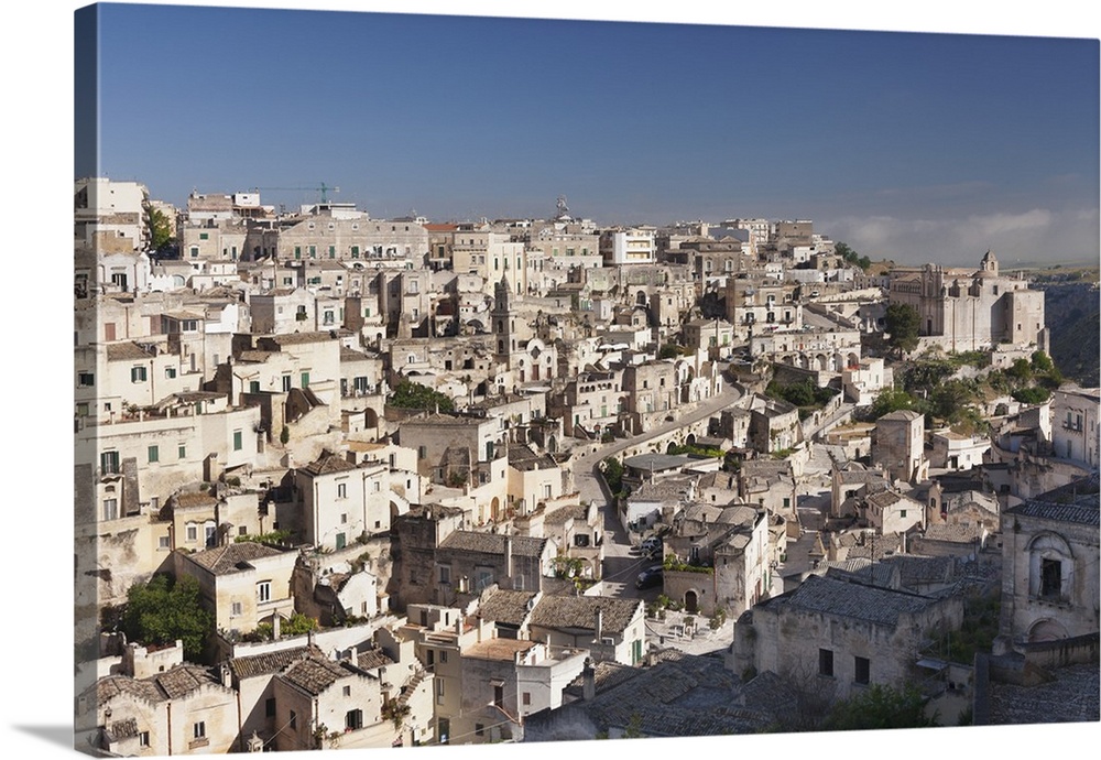 View over Sasso Barisano to Monasterio di Sant'Agostino monastery, UNESCO World Heritage Site, Matera, Basilicata, Puglia,...