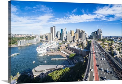 View over Sydney from the harbour bridge, Sydney, New South Wales, Australia