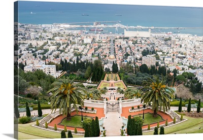 View over the Bahai Gardens, Haifa, Israel