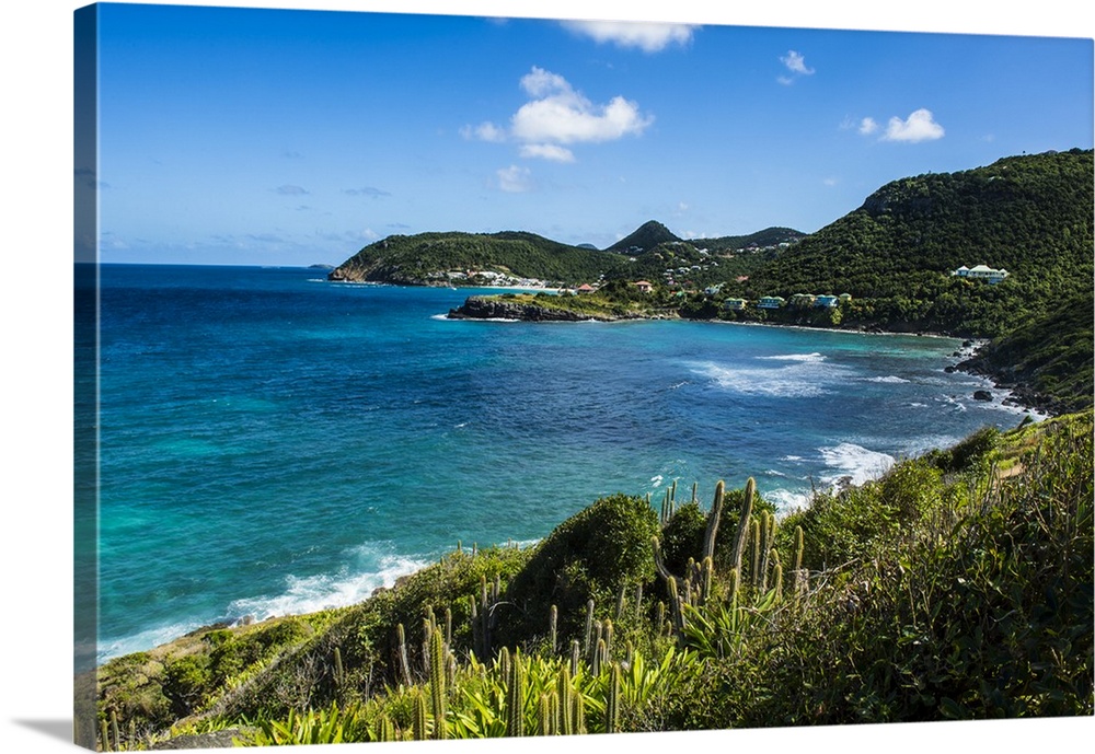 View over the coastline of St. Barth, Lesser Antilles, West Indies, Caribbean