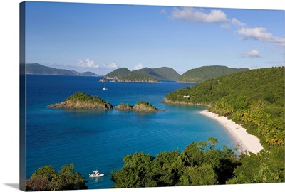 View over the world famous beach at Trunk Bay, St. John, U.S. Virgin Islands