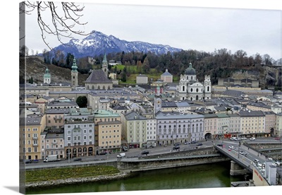 View towards the old town, Salzburg, Austria