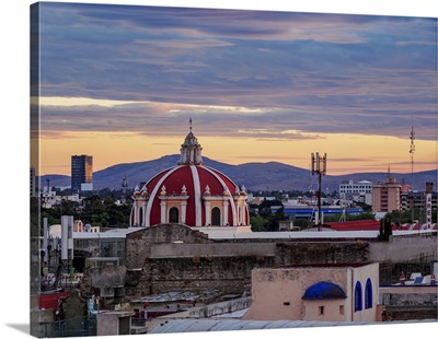 View Towards The San Jeronimo Church At Sunset, City Of Puebla, Puebla, Mexico