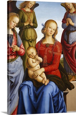 Virgin With Child Flanked By Two Angels, Painted 1490, Pais, France, Europe