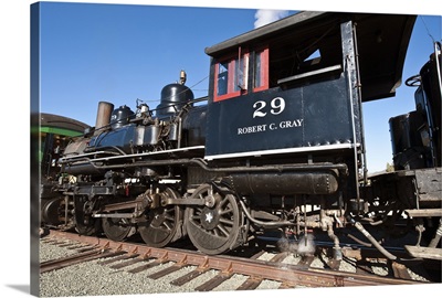 Virginia City, Nevada, Old steam locomotive at historic Gold Hill train station