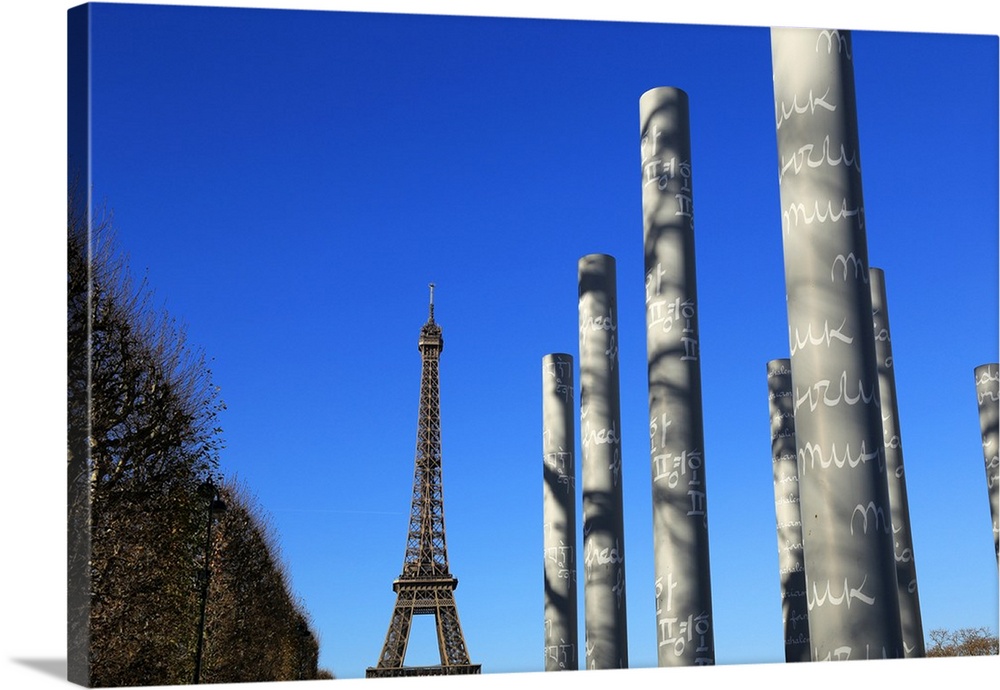 Wall of Peace and Eiffel Tower, Paris, France