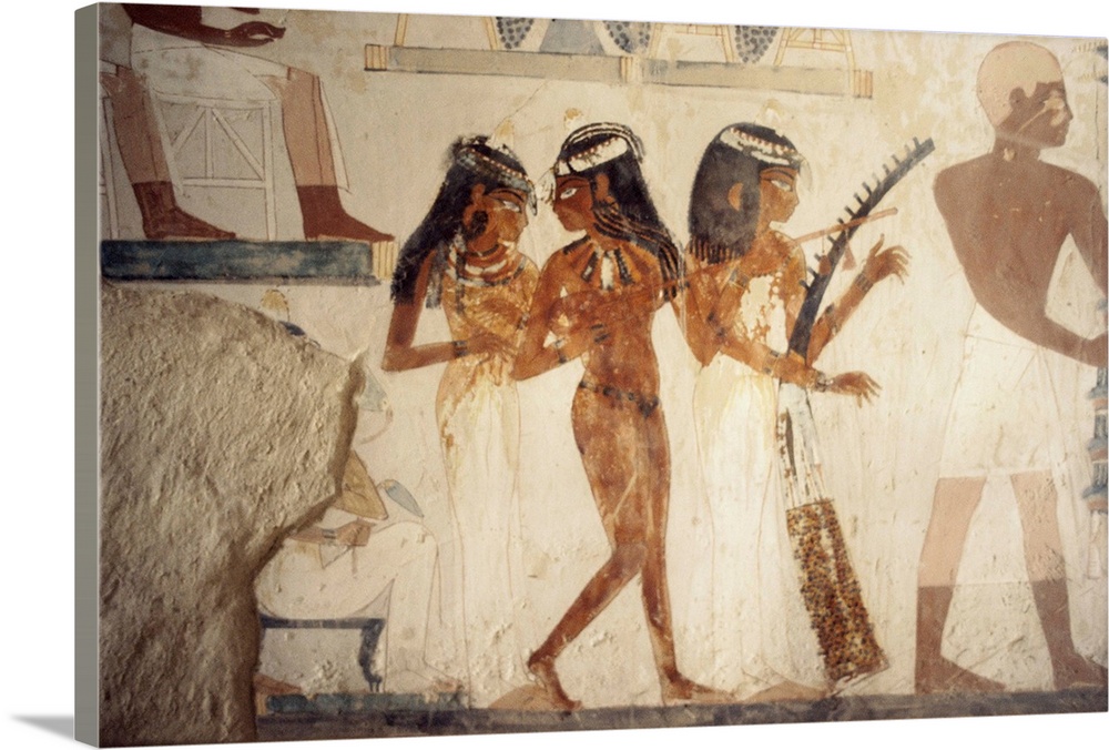Wall paintings of female musicians in the tomb of Nakht, Thebes, Egypt, Africa