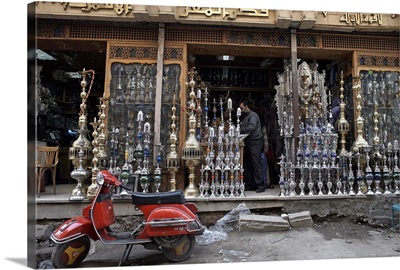 Water pipes for smoking sheesha are sold in Khan al-Khalili, Cairo, Egypt