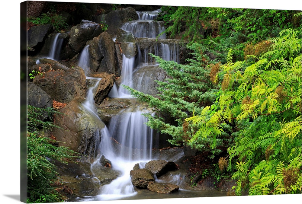 Waterfall, VanDusen Gardens, Vancouver, British Columbia, Canada, North America