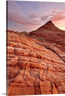 Wavy orange and white sandstone at sunrise, Valley Of Fire State Park, Nevada