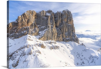 West Ridge And South Face Of Punta Penia, Winter, Dolomites, Trentino-Alto Adige, Italy