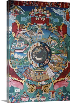 Wheel of life (wheel of Samsara), Kopan monastery, Bhaktapur, Nepal