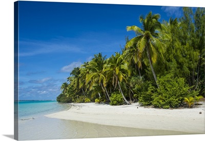White sand bank in the waters of the Aitutaki lagoon, Rarotonga and the Cook Islands