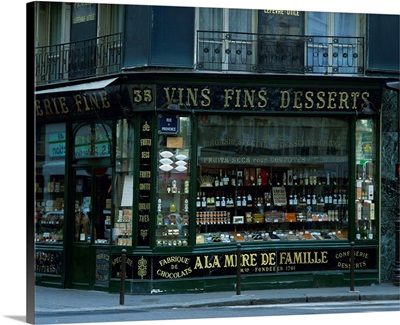 Wine shop facade, Paris, France, Europe