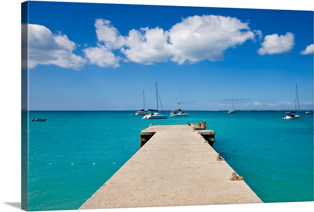 Wooden pier on the beach at Grand-Case on the French side, St. Martin, Leeward Islands