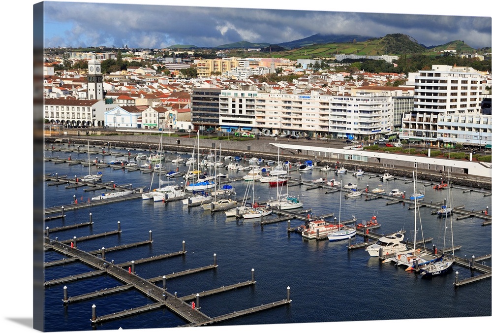 Yacht Marina in Ponta Delgada Port, Sao Miguel Island, Azores, Portugal, Atlantic