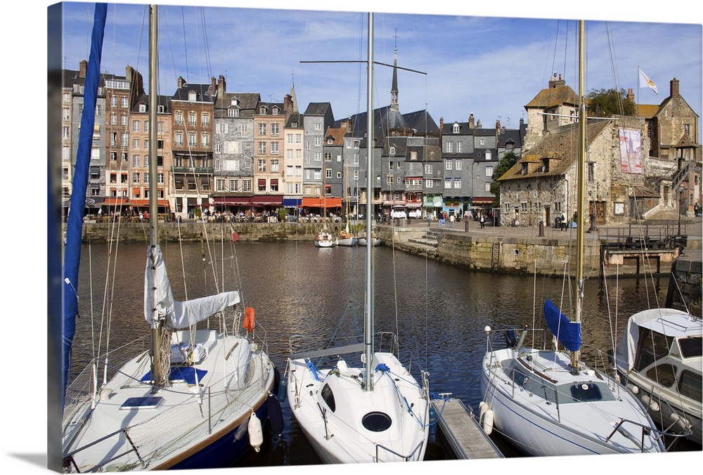 Yachts in the Old Harbor, Honfleur, Normandy, France, Europe