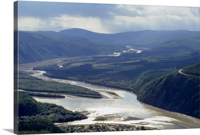 Yukon River with Dawson City, Yukon, Canada