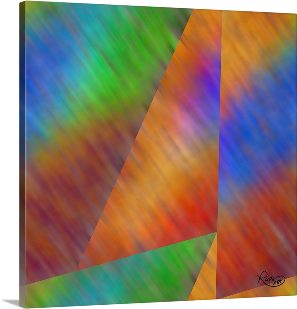 Square abstract art with angles of gradient color patterns.