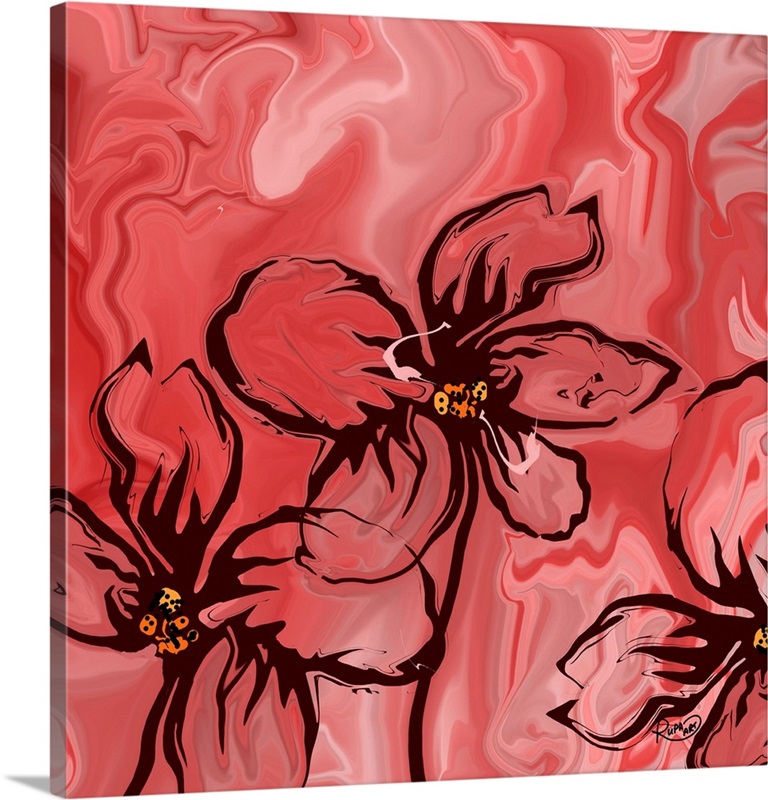 Black On Pink Floral Wall Art, Canvas Prints, Framed Prints, Wall Peels