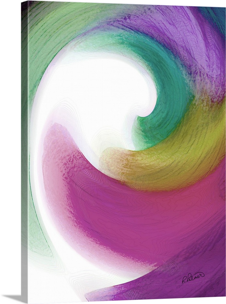 A vertical image of a varies blurred colors in a curved design.