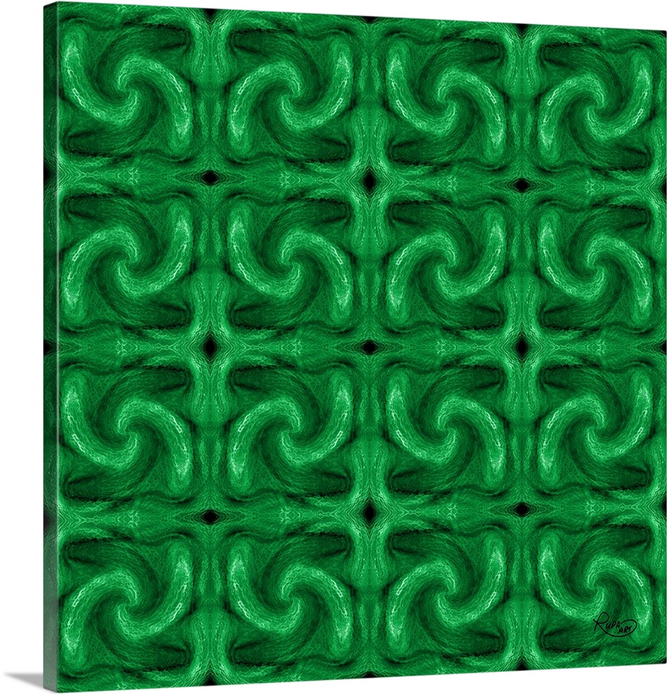 Contemporary digital art of emerald green links in a repeating pattern.