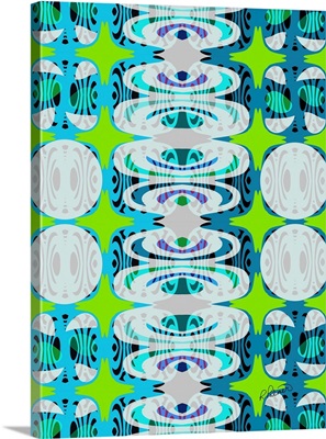 Lime Blue White Abstract Pattern