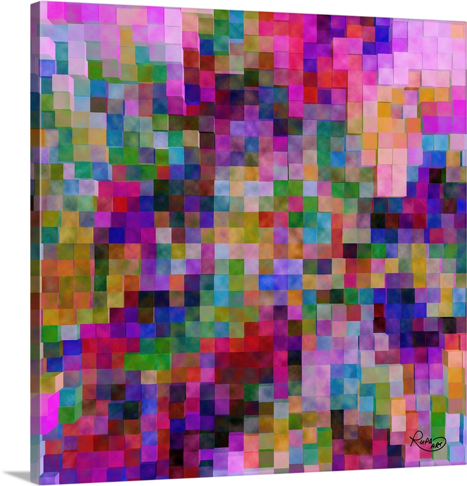 Square abstract art that is made up of squares filled with color creating a tile pattern