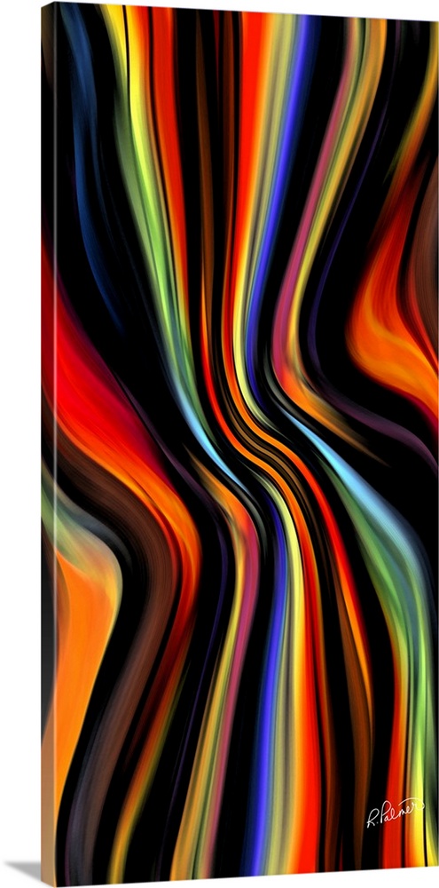 Contemporary abstract artwork of a silky colorful flowing lines.