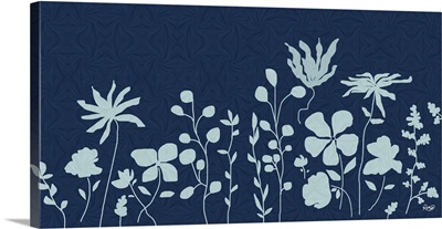 Stylized Floral With Back Pattern Blue