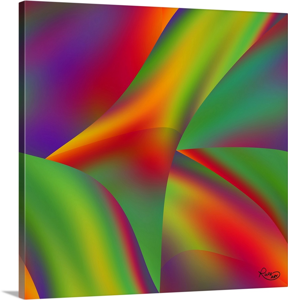 Square abstract art with angles of bright gradient color patterns.