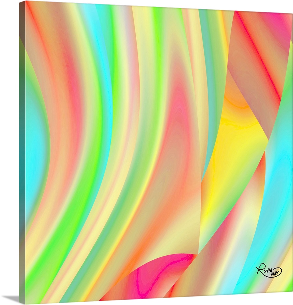 Square abstract art with angles of pastel gradient color patterns.