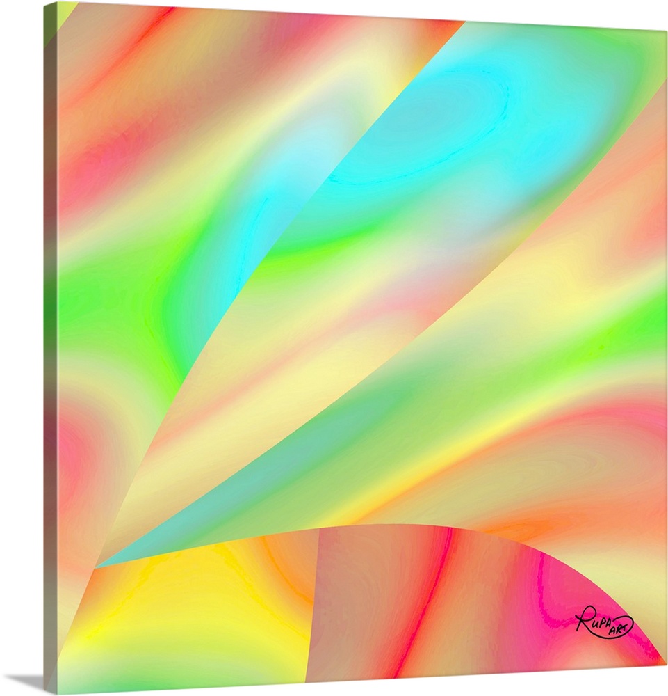 Square abstract art with angles of pastel gradient color patterns.