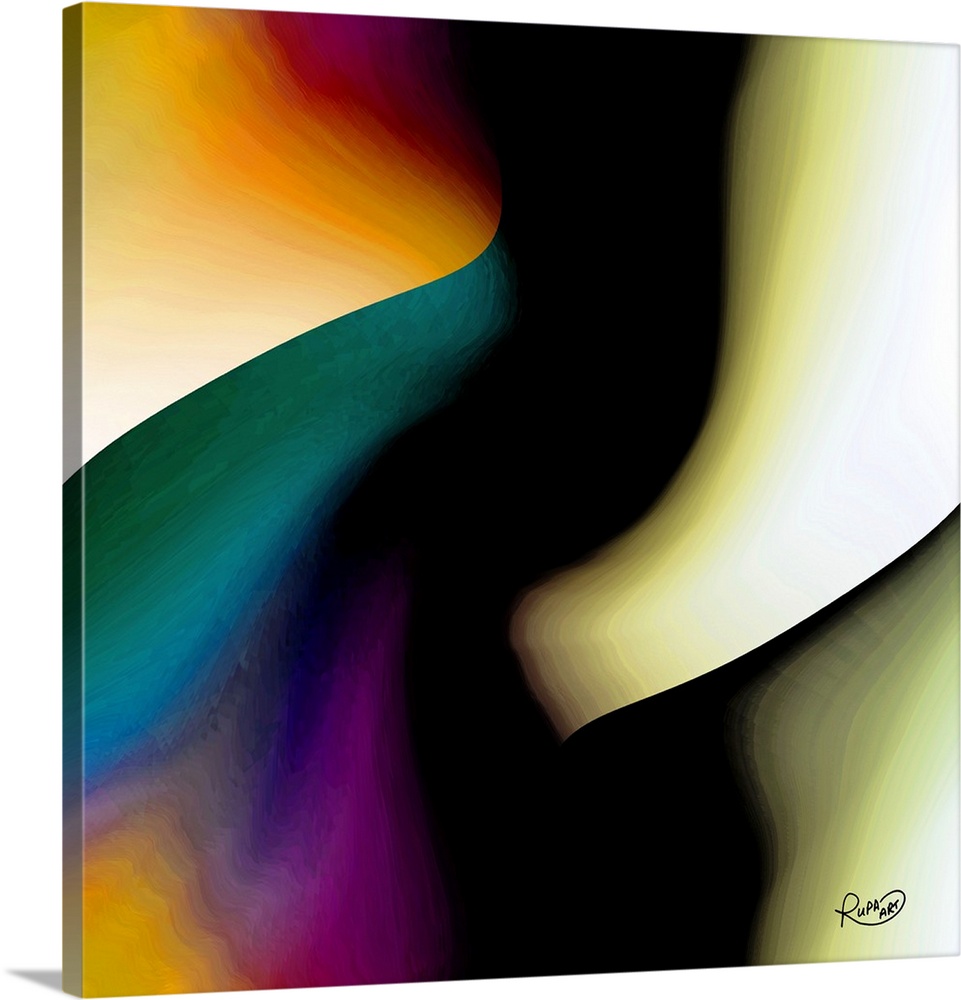 Gradients of color swirling together to create this square abstract piece.
