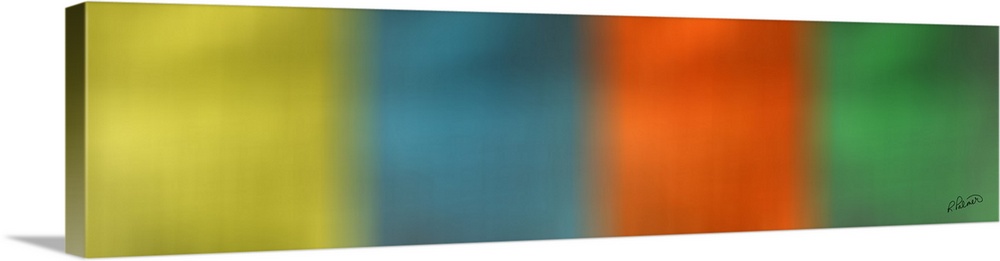A long horizontal design of blurred squared colors that faded into each other.