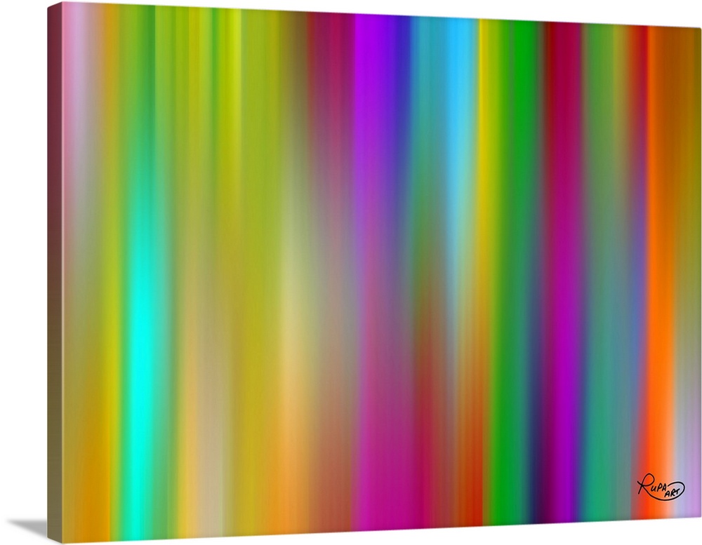 Abstract art of vertical lines made with a rainbow gradient.