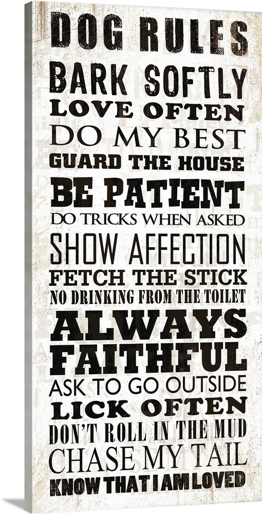 Dog Rules Wall Art, Canvas Prints, Framed Prints, Wall Peels Great