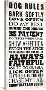 Dog Rules Wall Art, Canvas Prints, Framed Prints, Wall Peels | Great