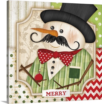 Mustache Snowman - Merry