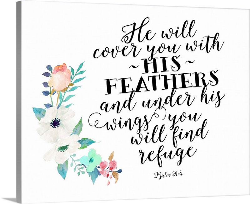 Psalm 91:4 Floral Posie Wall Art, Canvas Prints, Framed Prints, Wall ...