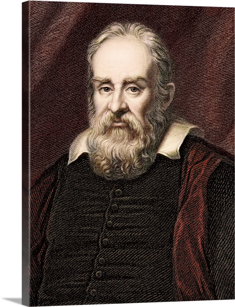 Galileo Galilei, Italian astronomer. Engraving by Robert Hart 1834 from 'The Gallery of Portraits' from the painting by Ra...