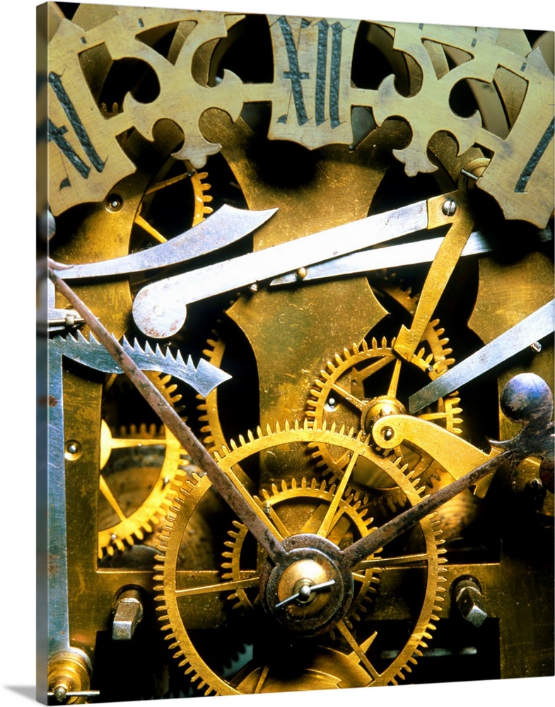 Detail of the mechanism in an antique clock.