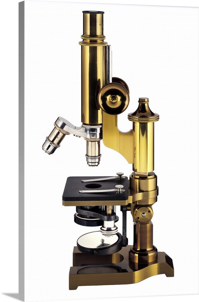 Antique microscope. This is an optical microscope. The first true microscopes were developed in around 1595, with a furthe...