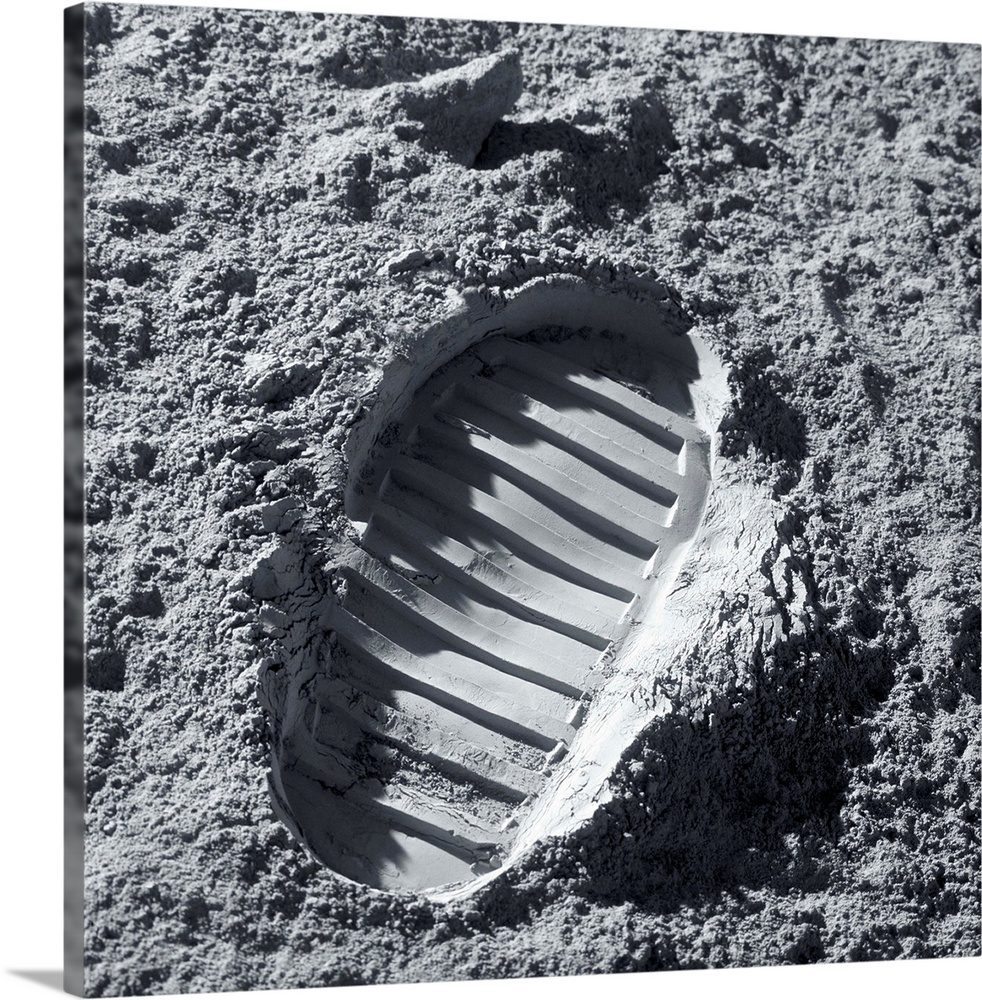 Apollo bootprint on the Moon. These famous bootprints were left on the moon by the US astronauts that walked there. The bo...