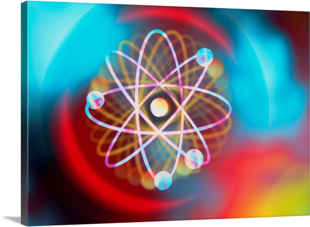 Atomic structure. Computer artwork representing a single atom of beryllium (symbol: Be). This is the traditional way the s...