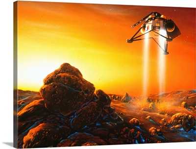 Artwork of Mars Polar Lander descending onto Mars