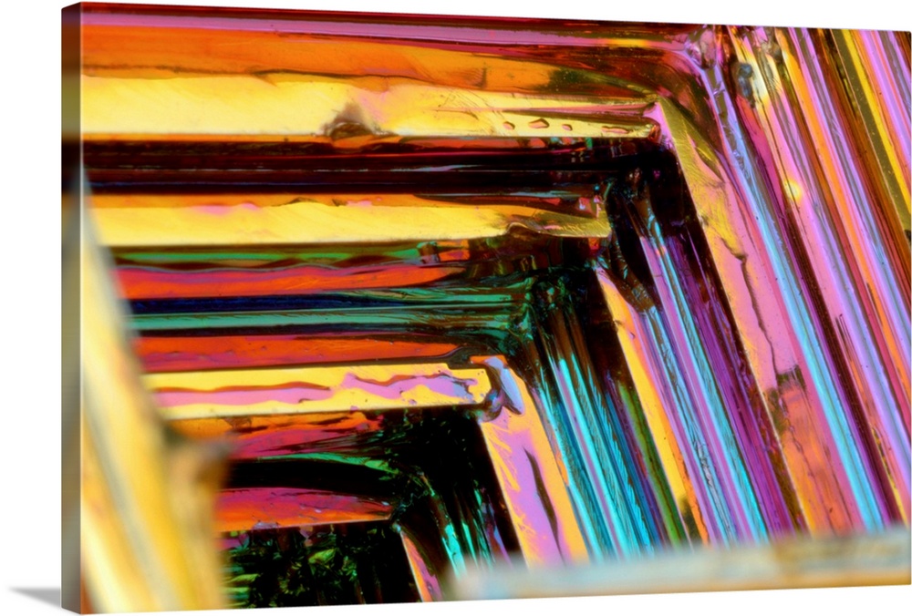 Bismuth crystal. Bismuth is a heavy, brittle, crystalline metal. This rectangular crystal structure only forms when bismut...