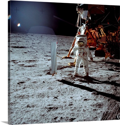 Buzz Aldrin walking on the moon