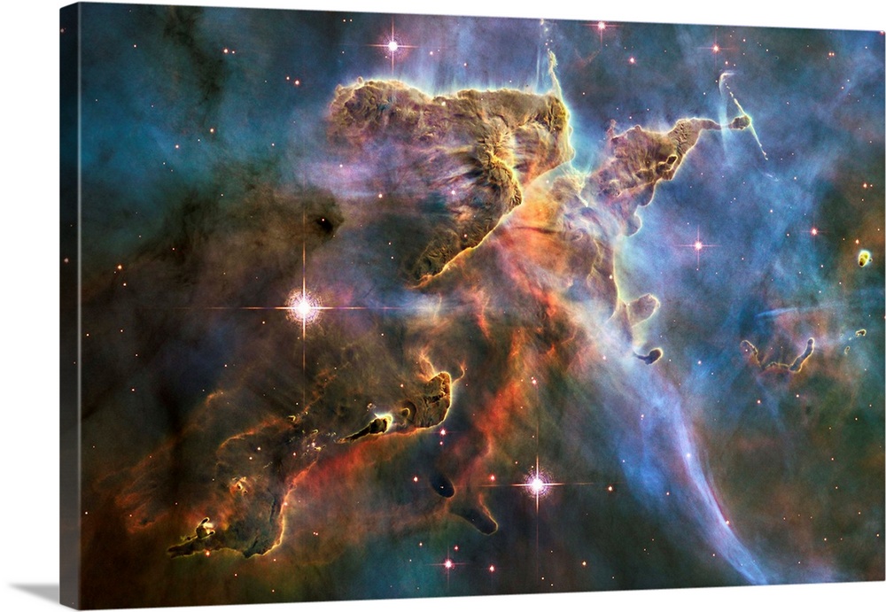 Carina Nebula features, HST image. These pillars of gas and dust within the Carina Nebula are Herbig-Haro Objects (HH 901 ...