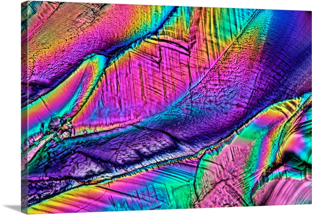 Citric acid crystals. Polarized light micrograph of a section through crystals of citric acid (tricarboxylic acid). Citric...